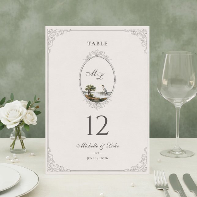 Vintage French Country Monogram Wedding Table Number (Creator Uploaded)
