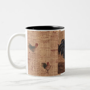 Vintage French Country Roosters Coffee Cup Mug