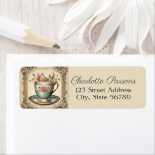 Vintage French Country Tea Cup Floral Address