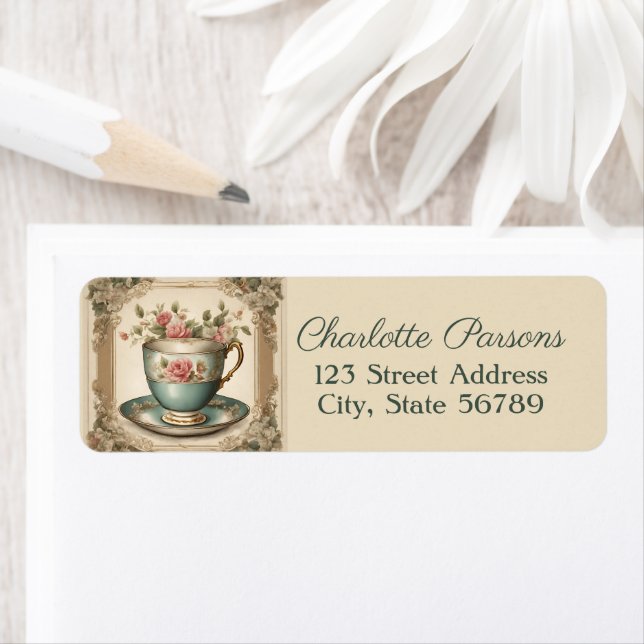 Vintage French Country Tea Cup Floral Address  (Insitu)
