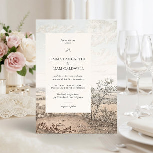 Vintage French Country Toile Landscape Wedding Invitation