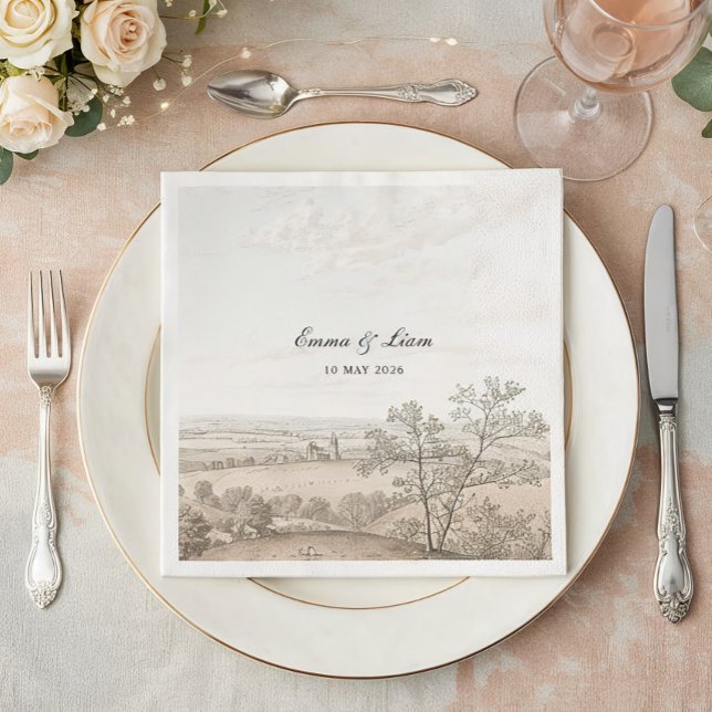 Vintage French Country Toile Wedding  Napkin (Creator Uploaded)