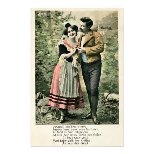 Vintage French couple love poem Photo Print