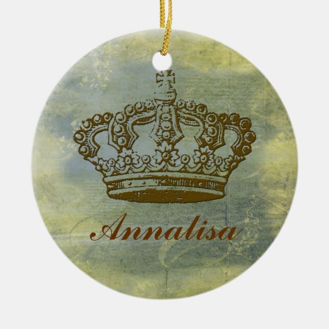 Vintage French Crown Personalised Ornament (Front)