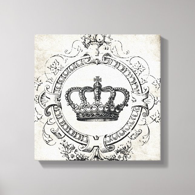 Vintage French Crown stretched canvas Print (Front)