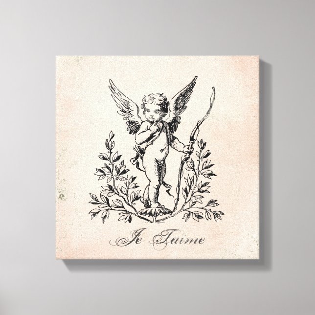 Vintage French Cupid stretched canvas (Front)