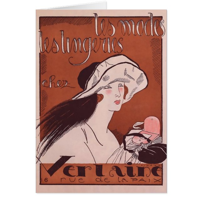 Vintage French Deco Fashion Illustration Card (Front)