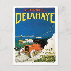 Vintage French Delahaye Racing cars ad Postcard