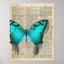 Vintage French dictionary with Blue butterfly