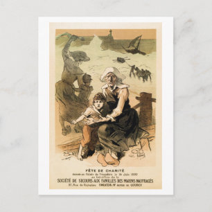 Vintage French drowned seamen charity ball Paris Postcard