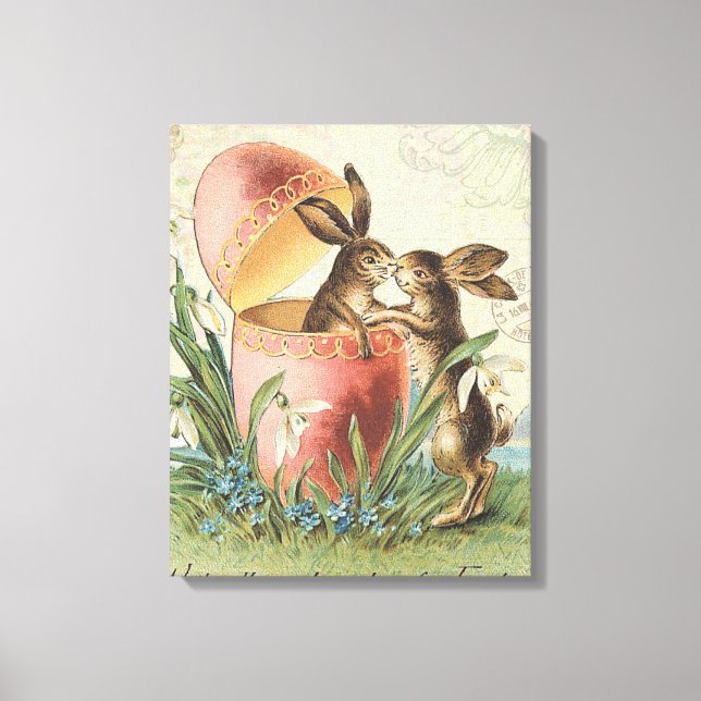 Vintage French Easter bunnies Canvas Print (Front)