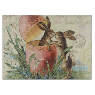 Vintage French Easter bunnies Cutting Board