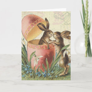 Vintage French Easter bunnies Holiday Card