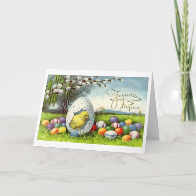 Vintage French Easter Joyeuses Pâques Card (Front)