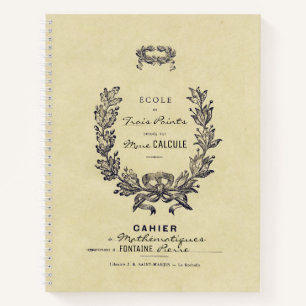 Vintage French Editable Math Class Multiplication Notebook