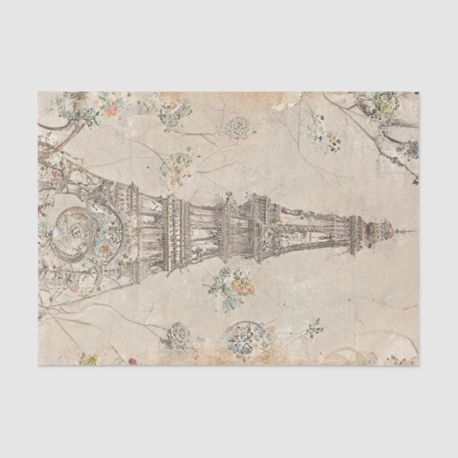 Vintage French Effiel Tower Retro Decoupage Tissue Paper (Front)