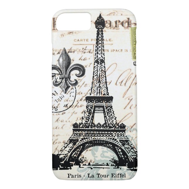 Vintage French Eiffel Tower iPhone 7 case (Back)