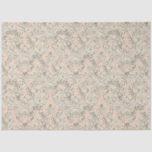 Vintage French Elegant Blush Wood Damask Decoupage Tissue Paper