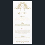 Vintage French Elegant Gold Flora Monogram Wedding Menu<br><div class="desc">Vintage French Classic Elegant Gold Floral Wedding</div>