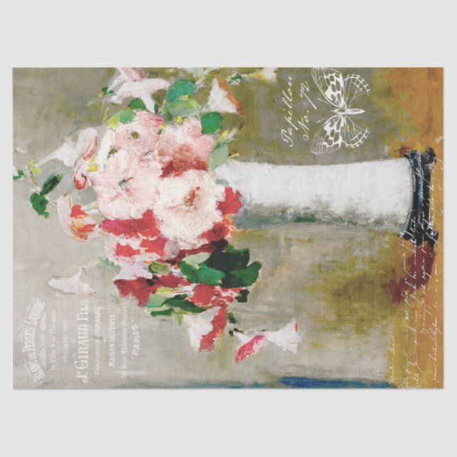 Vintage French Ephemera and Floral Tissue Paper (Front)