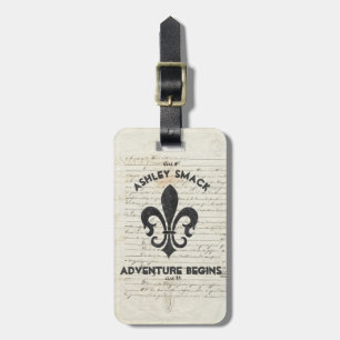 Vintage French Ephemera Fleur De Lis Custom Luggage Tag