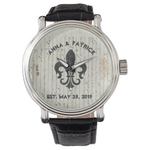 Vintage French Ephemera Fleur De Lis Custom Watch