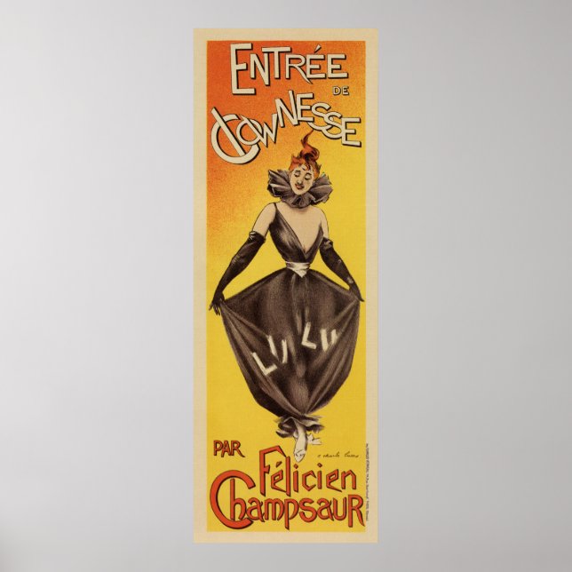 Vintage French female clown act vertical banner Poster (Front)
