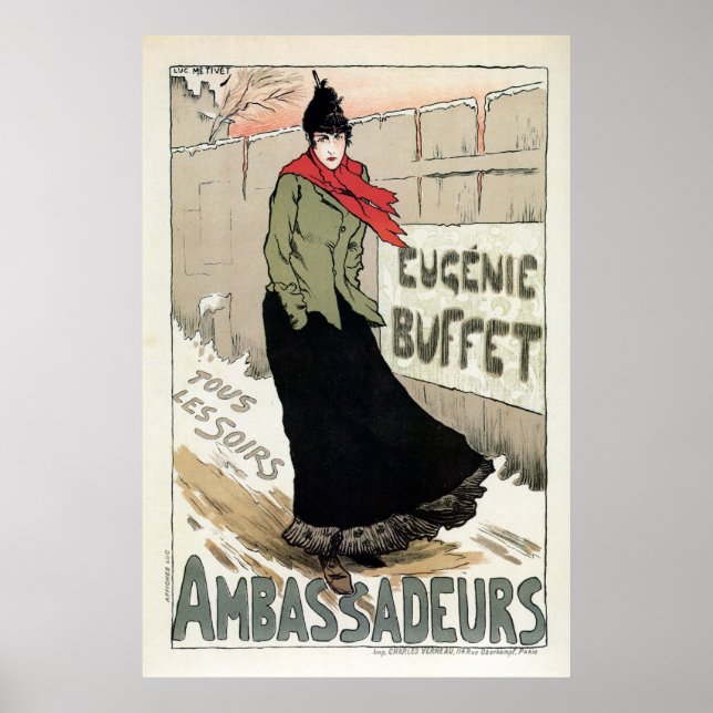 Vintage French female singer Eugénie Buffet Poster (Front)