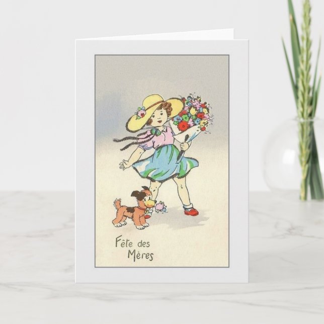 Vintage French Fête des Mères Mother's Day Card (Front)
