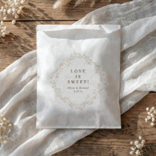Vintage French Floral Beige Love is Sweet Wedding Favour Bags