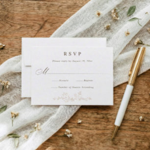 Vintage French Floral Beige Victorian Wedding RSVP Card