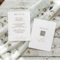 Vintage French Floral Beige Wedding Details QR