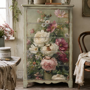 Vintage French Floral Decoupage Peonies and Roses  Tissue Paper