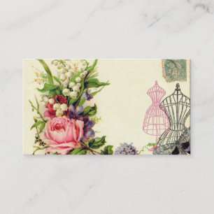 Vintage French Floral Dress Forms Business Cards