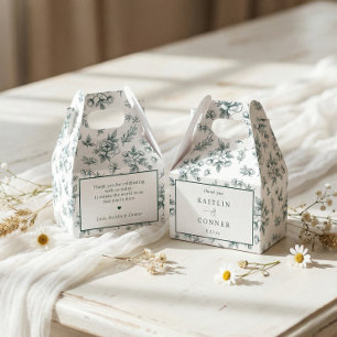 Vintage French Floral Emerald Green Wedding Favour Box