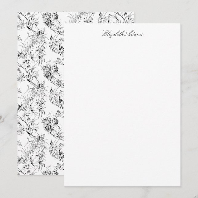 Vintage French Floral Fantasy Toile-Black Card (Front/Back)