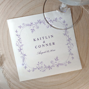 Vintage French Floral Lavender Purple Wedding Napkin