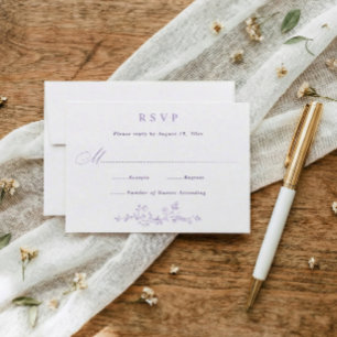 Vintage French Floral Lavender Victorian Wedding RSVP Card