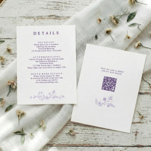 Vintage French Floral Lavender Wedding Details Enclosure Card