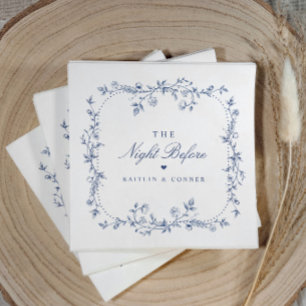 Vintage French Floral Navy Blue Rehearsal Dinner Napkin