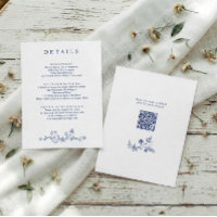 Vintage French Floral Navy Blue Wedding Details QR