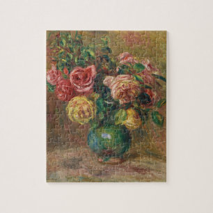 Vintage French Floral Oil Painting by Renoir Jigsaw Puzzle