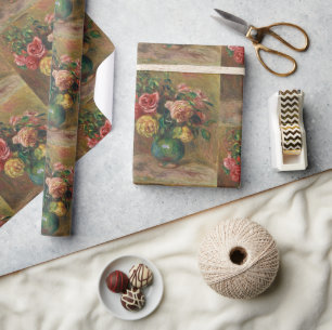 Vintage French Floral Oil Painting by Renoir Wrapping Paper