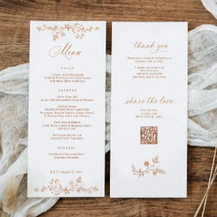 Vintage French Floral Orange Victorian Wedding Menu