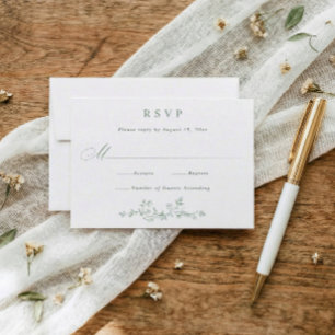 Vintage French Floral Sage Green Victorian Wedding RSVP Card