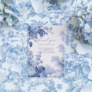 Vintage French Floral Toile Blue Thank You Card