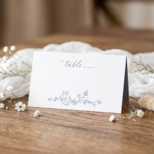 Vintage French Floral Victorian Dusty Blue Wedding Place Card
