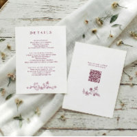 Vintage French Floral Wine Wedding Details QR
