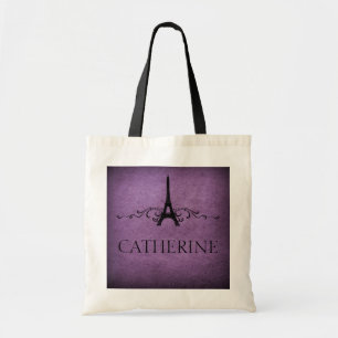 Vintage French Flourish Bag, Purple Tote Bag