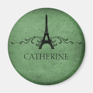 Vintage French Flourish Magnet, Green Magnet